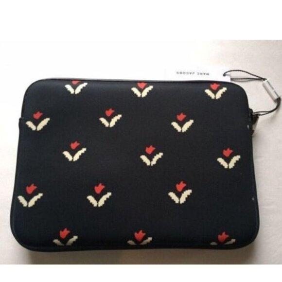 Marc Jacobs iPad Tablet Case Black Floral Neoprene Zip Tulip Universal - Picture 4 of 6
